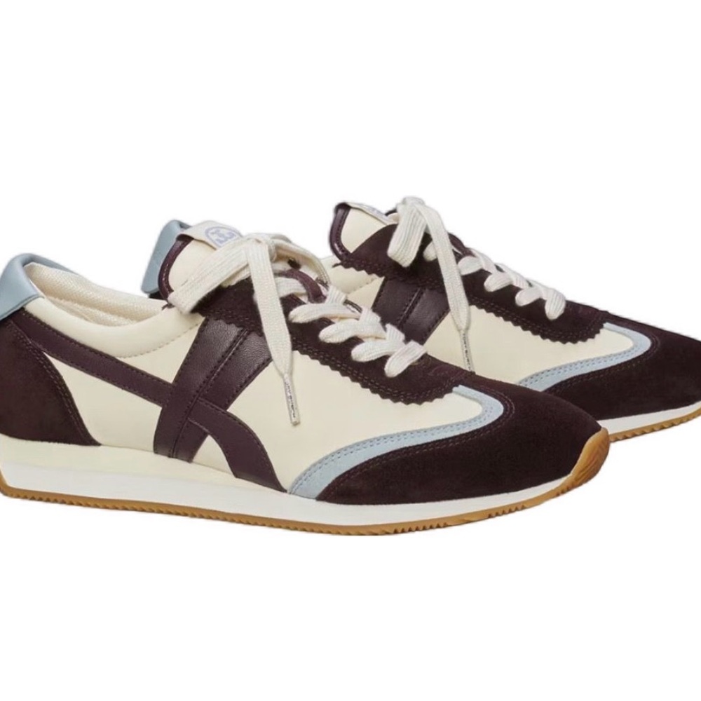 Tory Burch Hank Sneaker, Ivory Blue & Brown